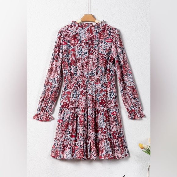 Pitaya Pink Floral Print Ruffle Tiered Puff Sleeve
Mini Dress Bohemian Mini - Picture 2 of 11